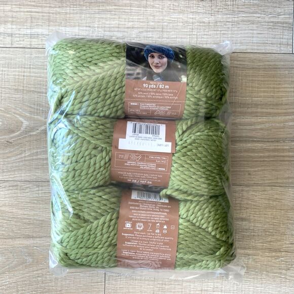 Lot Of 3 Skein Loops & Threads Cozy Wool Yarn Sweet Grass green 02222 - Picture 1 of 4